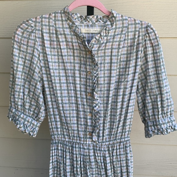 RARE Christy dawn linden lotus gingham maxi organic cotton dress small - Picture 10 of 15
